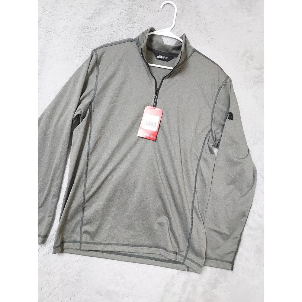 NEW The North Face Pullover Mens Medium Tech 1 4 Zip Fleece Asphalt Gray Heather